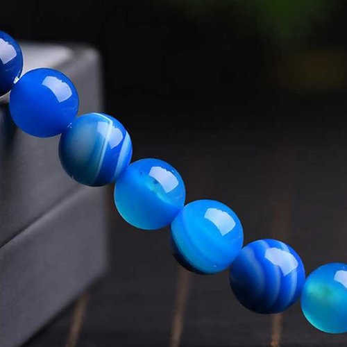 10 perles rondes agate bleue - 8mm - pierres gemmes colorées (agblp08-1)