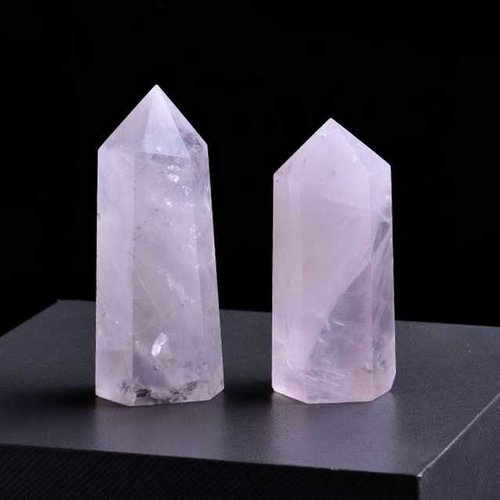1 pointe quartz rose – 6cm – pierre gemme polie - prisme (pqr01)