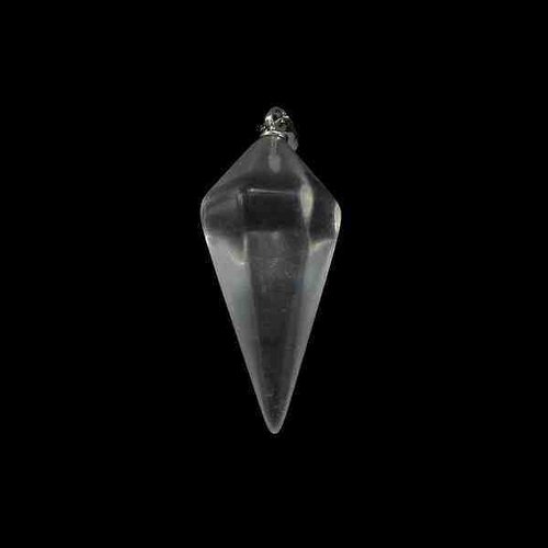 1 pendule / pendentif en cristal de roche - cône hexagonal à 6 facettes (pp-cr06)
