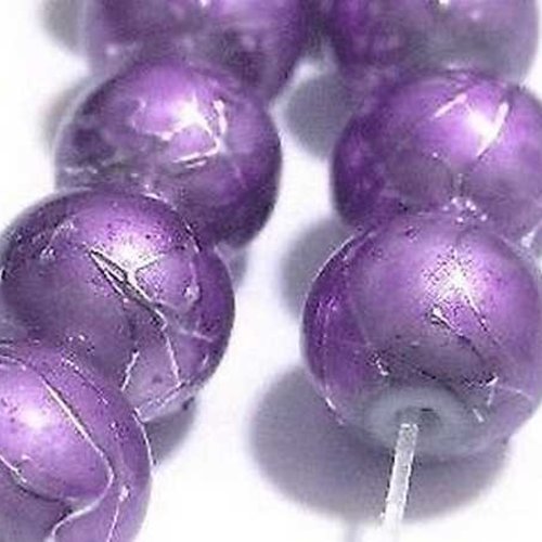 10 perles en verre filé - 6 mm - violet / pourpre - drawbench - verre tréfilé (pfd06p)
