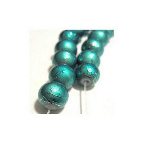 10 perles en verre filé - 6 mm - bleu turquoise - drawbench - verre tréfilé (pfd06t)