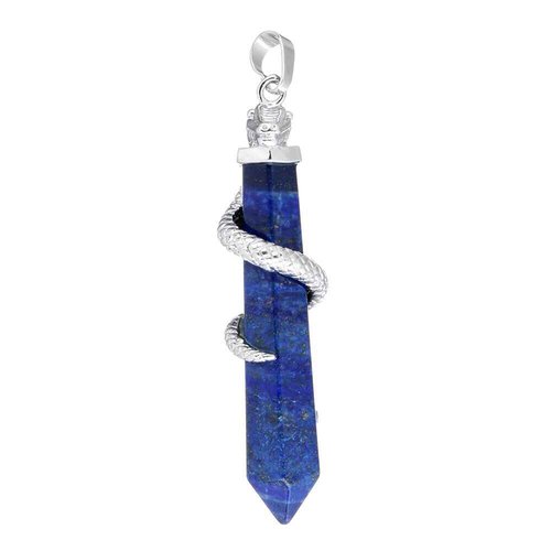 1 pendule / pendentif en lapis-lazuli - pointe avec dragon (pp-ll04)