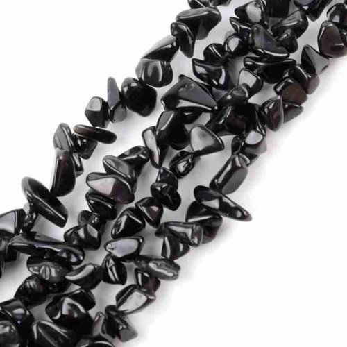 20 perles chips agate noire - 3 - 8 mm - noir - onyx - pierres gemmes (agnch-1)