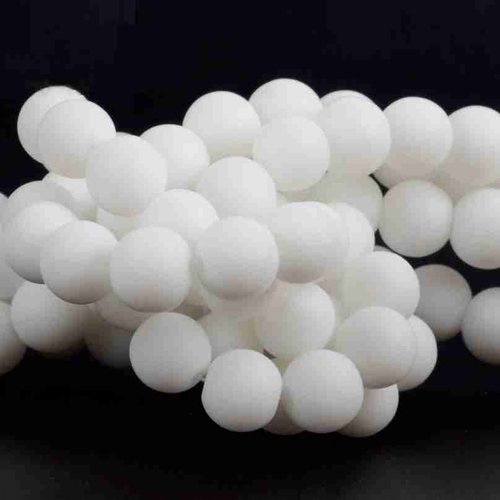 5 perles agate blanche - 10 mm - blanc mat - pierres gemmes - rondes (agbp10-1)