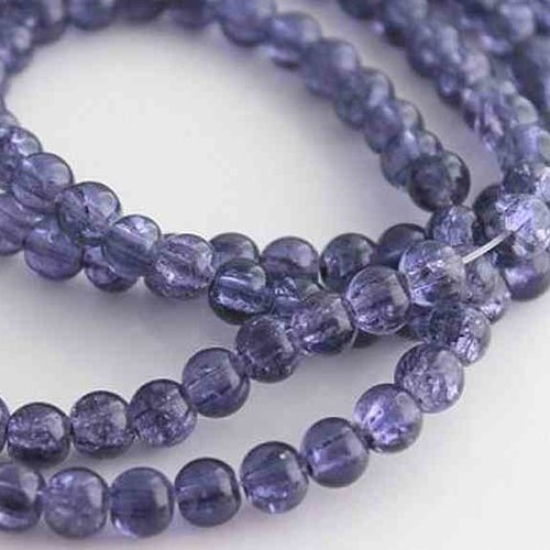 10 perles en verre craquelé - 10 mm - lavande - perles craquelées - rondes  (pcv10l)