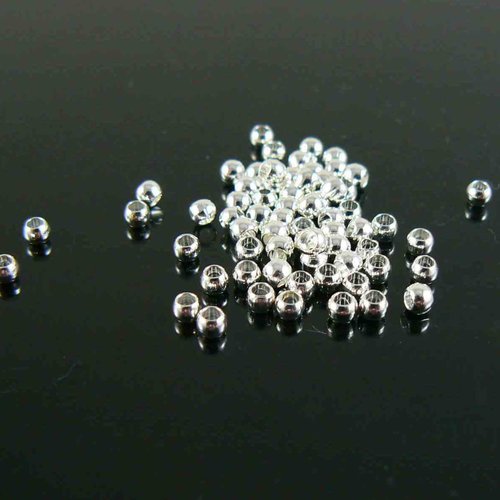 100 perles à écraser - 2 mm - argenté - perles de serrage - à sertir (pae02a)