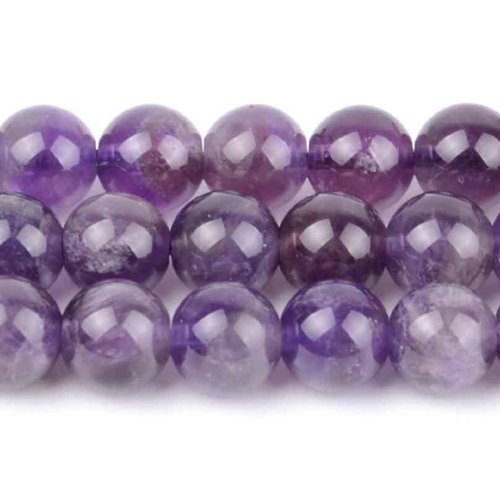 5 perles améthyste - 10 mm - violet / lavande -  pierres gemmes - quartz violet - rondes (amp10-1)