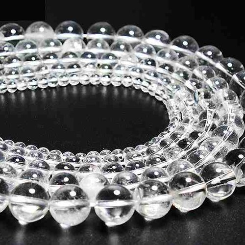 10 perles cristal de roche - 6 mm - transparent à blanchâtre - pierres gemmes - quartz - rondes (crp06-1)