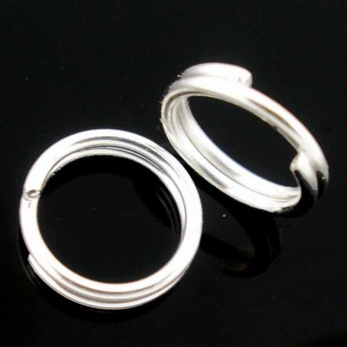 100 anneaux doubles ouverts - 7 mm - argenté - anneaux de jonction - ronds (ado07a)
