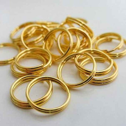 100 anneaux doubles ouverts - 7 mm - doré - anneaux de jonction - ronds (ado07d)