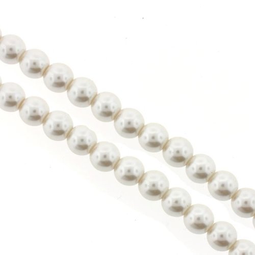 30 perles nacrées en verre - 3 mm - crème léger / ivoire (pnv03cr)