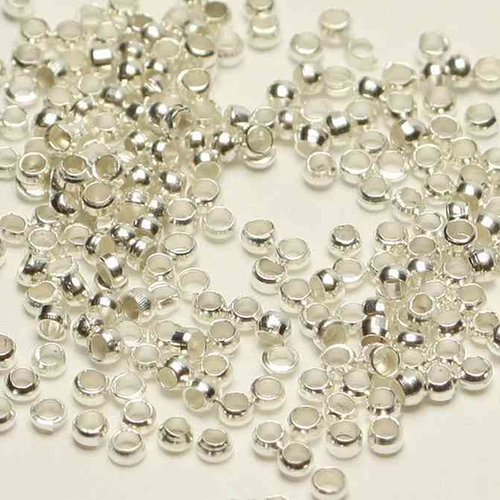 50 perles à écraser - 3 mm - argenté - perles de serrage - à sertir (pae03a)