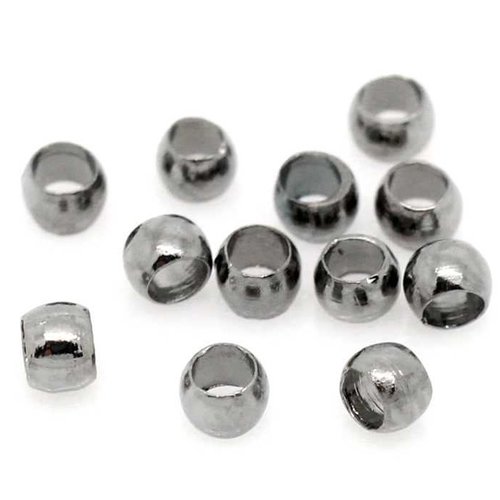 50 perles à écraser - 3 mm - gunmetal - perles de serrage - à sertir (pae03gm)