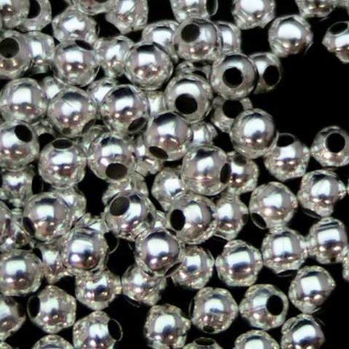 50 perles métal - 2.5 mm - argent mat - intercalaires - perles métalliques - rond (pm2.5am)