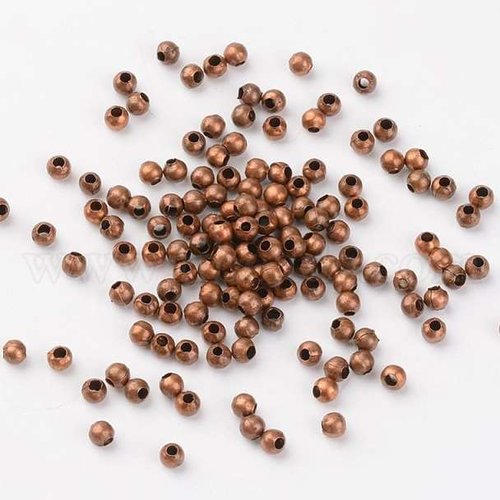 50 perles métal - 2.5 mm - cuivré - intercalaires - perles métalliques - rond (pm2.5cr)