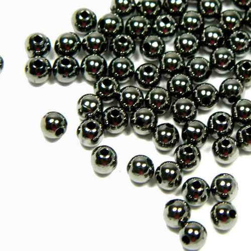 100 perles métal - 2.5 mm - gunmetal - intercalaires - perles métalliques - rond (pm2.5gm)