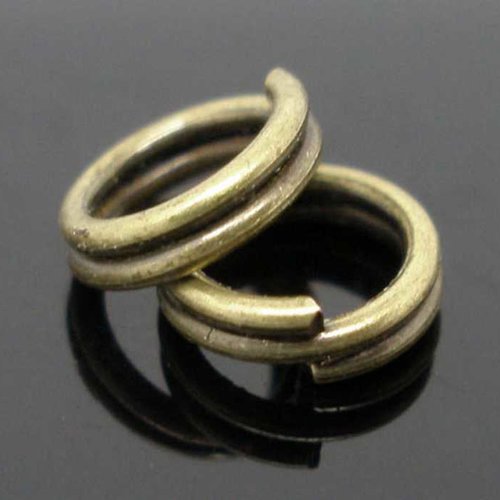 50 anneaux doubles ouverts - 8 mm - bronzé ancien - anneaux de jonction - ronds (ado08ba)