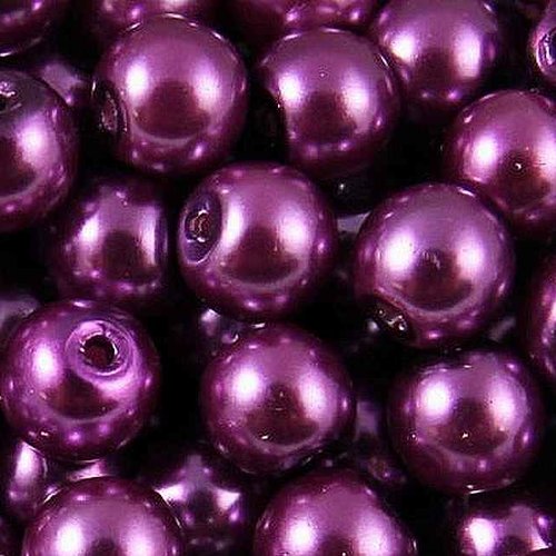 50 perles nacrées en verre - 4 mm - violet améthyste (pnv04am)
