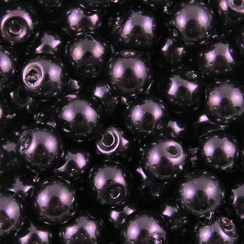 50 perles nacrées en verre - 4 mm - violet aubergine (pnv04aub)