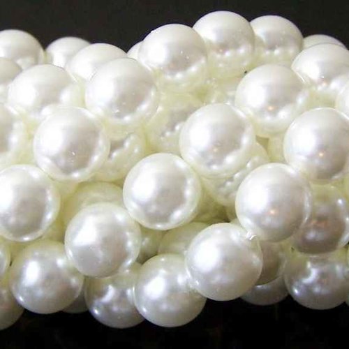 50 perles nacrées en verre - 4 mm - blanc (pnv04b)