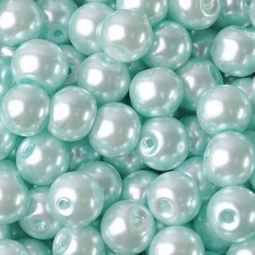 50 perles nacrées en verre - 4 mm - bleu tendre (pnv04blt)
