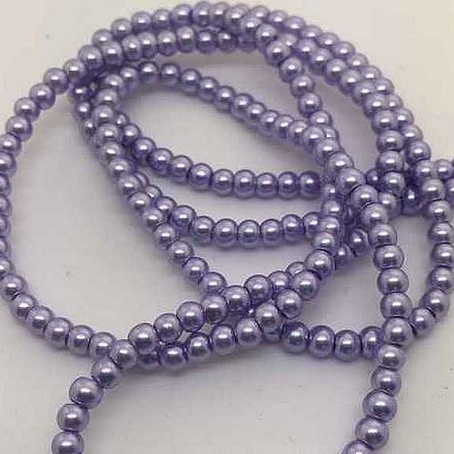 50 perles nacrées en verre - 4 mm - violet lavande (pnv04lv)