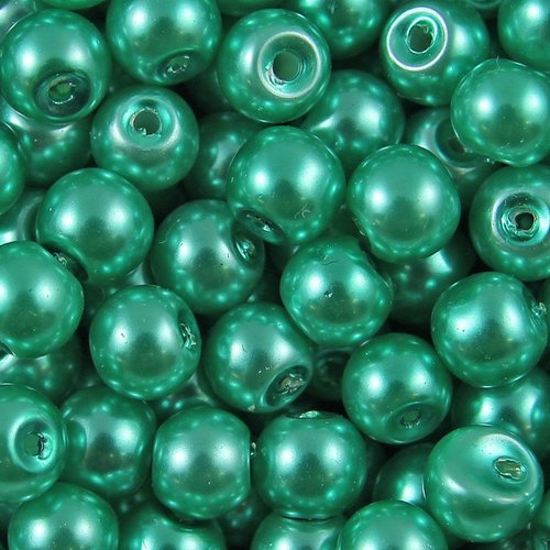 50 perles nacrées en verre - 4 mm - vert turquoise (pnv04tqu)