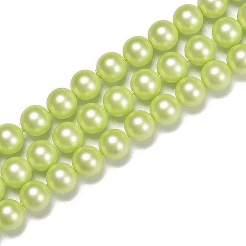 50 perles nacrées en verre - 4 mm - vert citron (pnv04vc)
