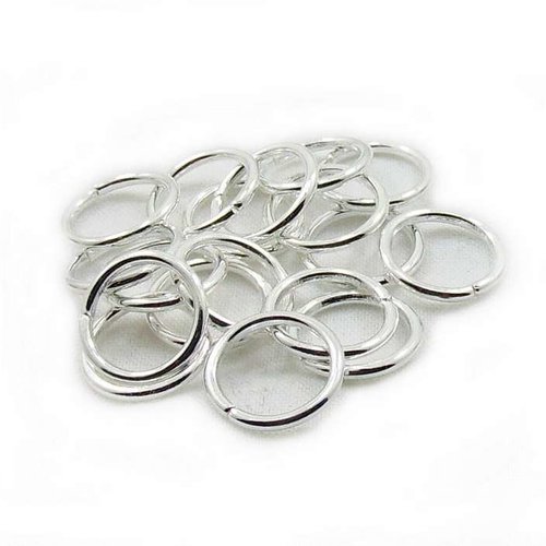 10 anneaux simples ouverts - 16 mm - argenté - anneaux de jonction - ronds (aro16a)