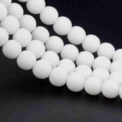 10 perles agate blanche matte - 4 mm - pierres gemmes - rondes (abp04-1)