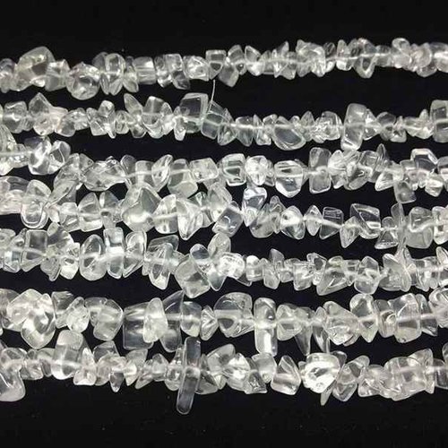 30 perles chips cristal de roche - 5 - 8 mm - pierres gemmes - quartz transparent (crch-1)
