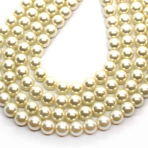 50 perles nacrées en verre - 3 mm - jaune beige (pnv03jb)