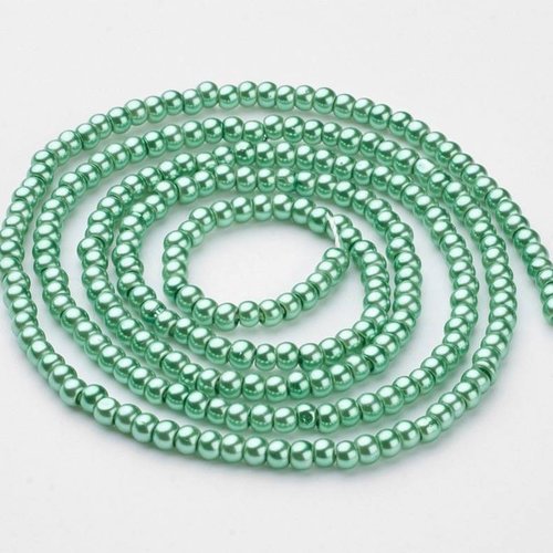 50 perles nacrées en verre - 3 mm - vert pâle (pnv03vp)