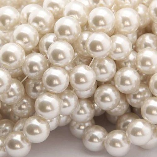 20 perles nacrées en verre - 4 mm - couleur crème (pnv04cr)