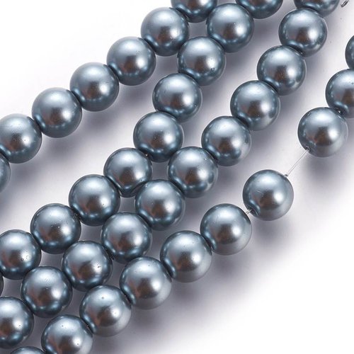 50 perles nacrées en verre - 4 mm - gris (pnv04gr)