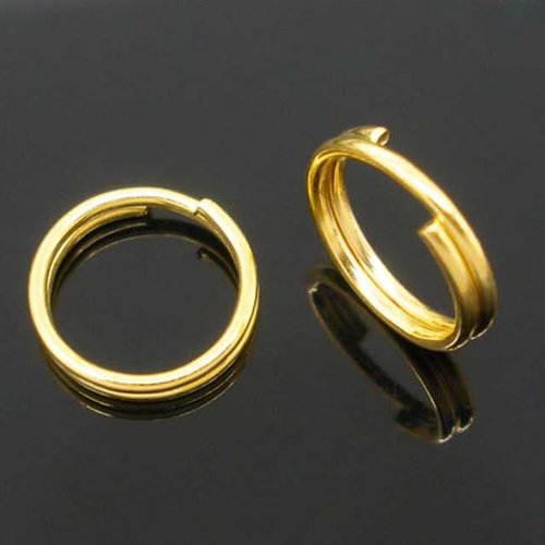 50 anneaux doubles ouverts - 10 mm - doré - anneaux de jonction - ronds (ado10d)