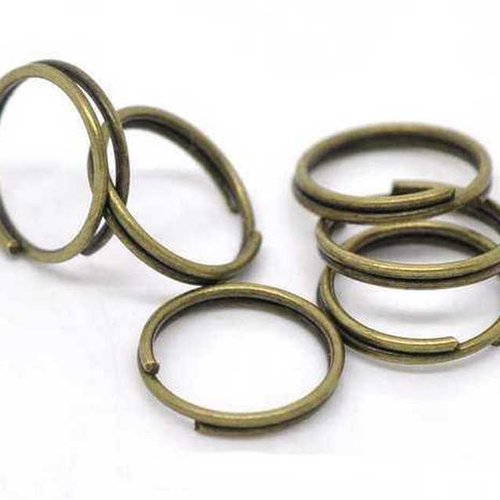 20 anneaux doubles ouverts - 12 mm - bronzé ancien - anneaux de jonction - ronds (ado12ba)