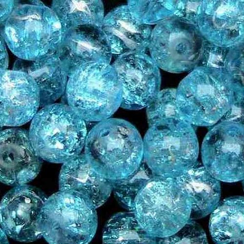 30 perles en verre craquelé - 4 mm - bleu cyan - bleu turquoise - perles craquelées - rondes (pcv04blc)