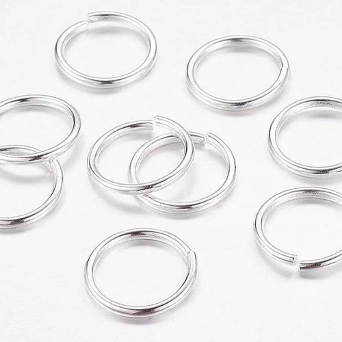 10 anneaux simples ouverts - 18 mm - argenté -  anneaux de jonction - ronds (aro18a)