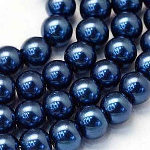 30 perles nacrées en verre - 6 mm - bleu minuit (pnv06blm)