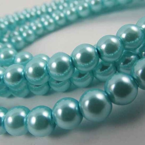 30 perles nacrées en verre - 6 mm - bleu tendre "baby blue" (pnv06blt)