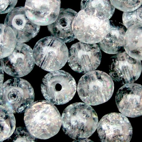 30 perles en verre craquelé - 4 mm - gris clair - perles craquelées - rondes (pcv04gc)
