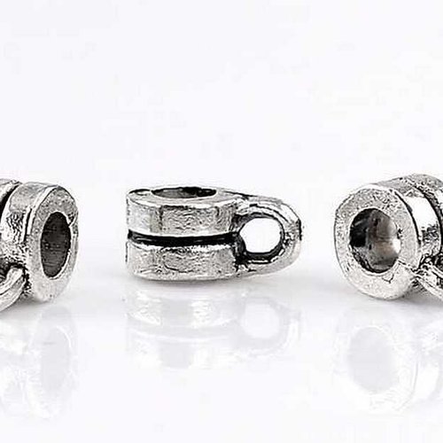 5 bélières / attaches - 9 x 6 mm - argent vieilli - tibetan silver - anneaux doubles - rondelles (bel09ts)