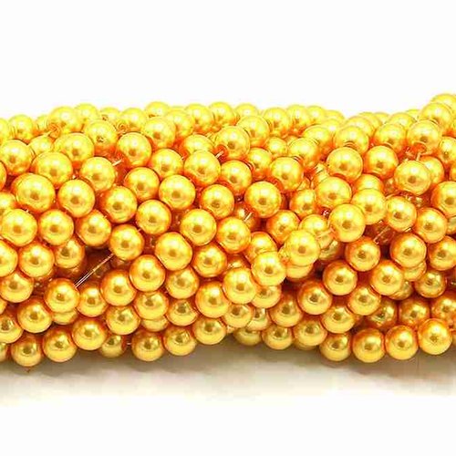 10 perles nacrées en verre - 6 mm - jaune doré (pnv06jd)