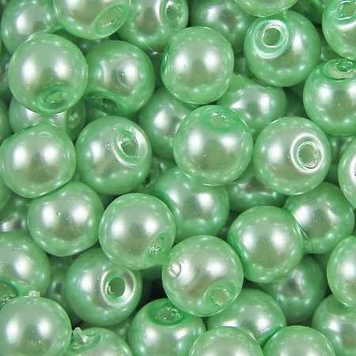 30 perles nacrées en verre - 6 mm - vert menthe claire (pnv06vmc)