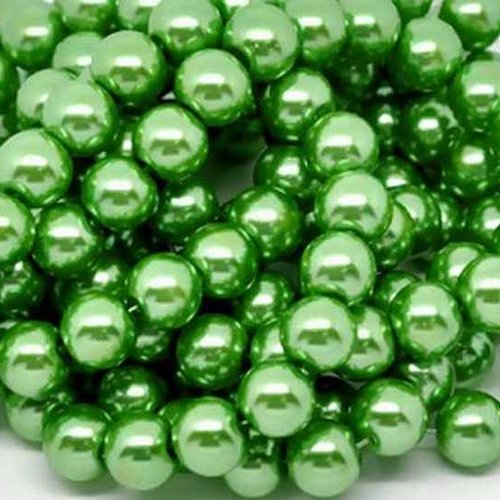 30 perles nacrées en verre - 6 mm - vert pomme - vert clair (pnv06vp)