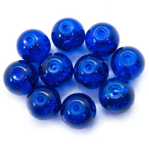 30 perles en verre craquelé - 4 mm - bleu foncé / bleu cobalt - perles craquelées - rondes (pcv04blf)