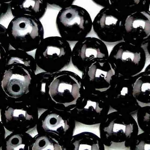 30 perles en verre craquelé - 4 mm - noir opaque - perles craquelées - rondes (pcv04no)