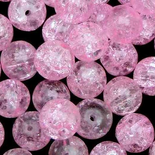 30 perles en verre craquelé - 4 mm - rose - perles craquelées - rondes (pcv04ro)