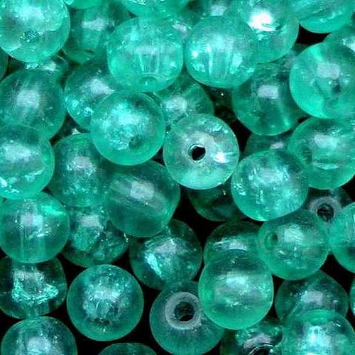 30 perles en verre craquelé - 4 mm - vert de mer / vert turquoise - perles craquelées - rondes (pcv04vdm)